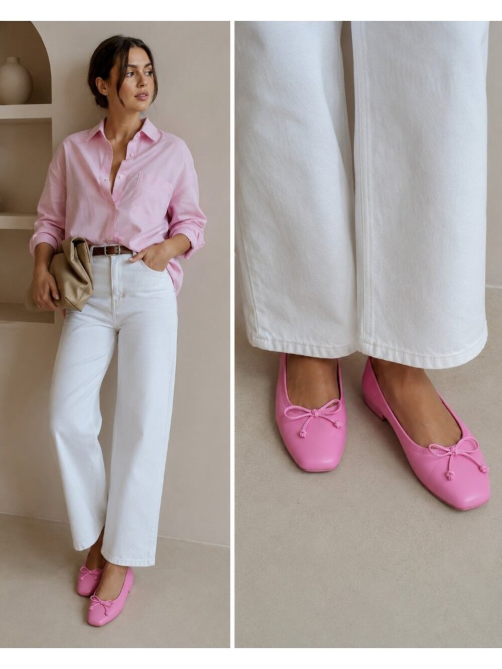 Circus NY Teresa Ballet Flats Pink Square Toe Bow Slip On Shoes Womens US 9